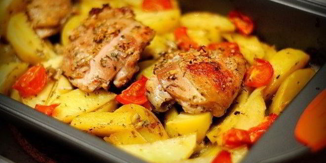 Рецепт Маринованной в кефире курица с картофелем