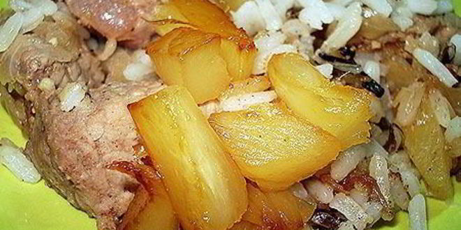Рецепт пелле — свинины с ананасами