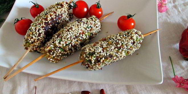 Рецепт постных кебабов из фасоли, грибов и зеленого горошка