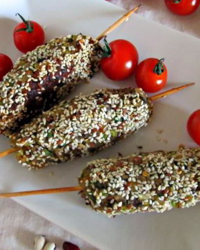 Рецепт постных кебабов из фасоли, грибов и зеленого горошка