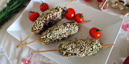 Шаг 4: постных кебабов из фасоли, грибов и зеленого горошка