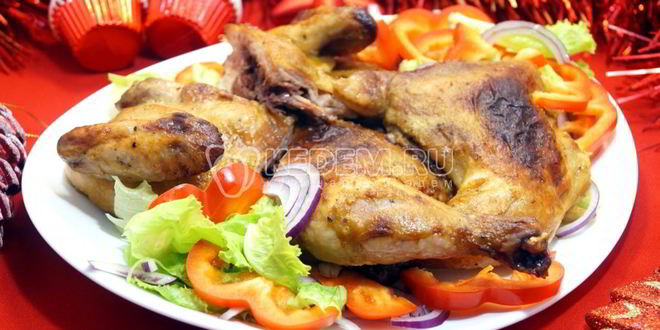 Рецепт Запеченного цыпленка с медово-горчичной корочкой