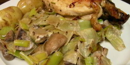 Шаг 4: нежного гарнира из лука-порея и грибов с маскарпоне