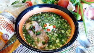 Рецепт Ботвиньи с жареным карпом