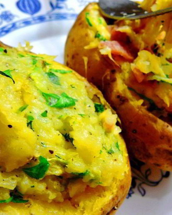 Рецепт дважд запеченный картофель с двумя начинками