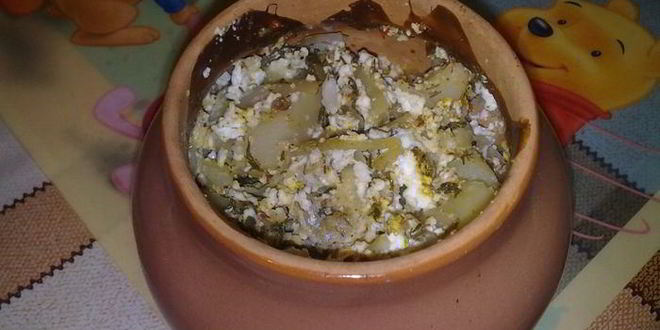 Рецепт Картошки с рыбой в сметане, запеченная в горшочке