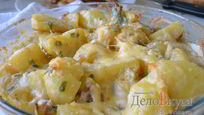 Рецепт Картошки в духовке запеченная с сыром и сливками
