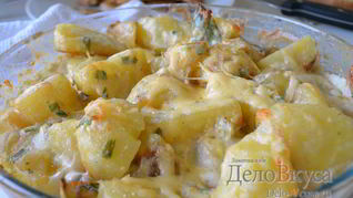 Рецепт Картошки в духовке запеченная с сыром и сливками