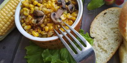 Шаг 6: кукурузы, тушеной с грибами