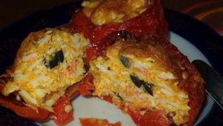 Рецепт Перца, фаршированного крабовыми палочками