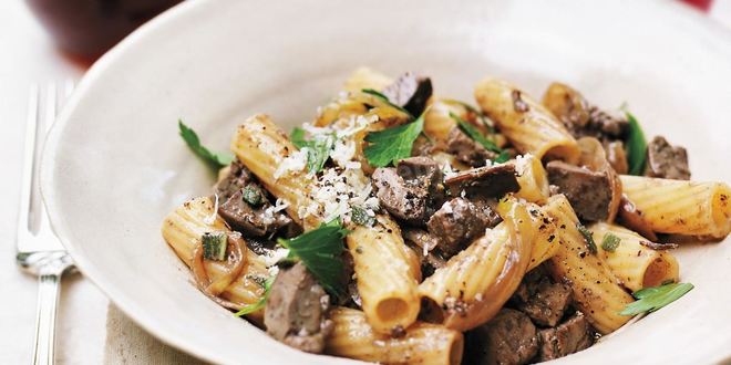 Рецепт куриной печени с макаронами