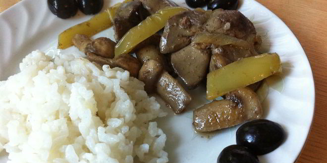 Рецепт куриной печени с шампиньонами