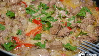 Рецепт Куриной печени, тушенной с болгарским перцем