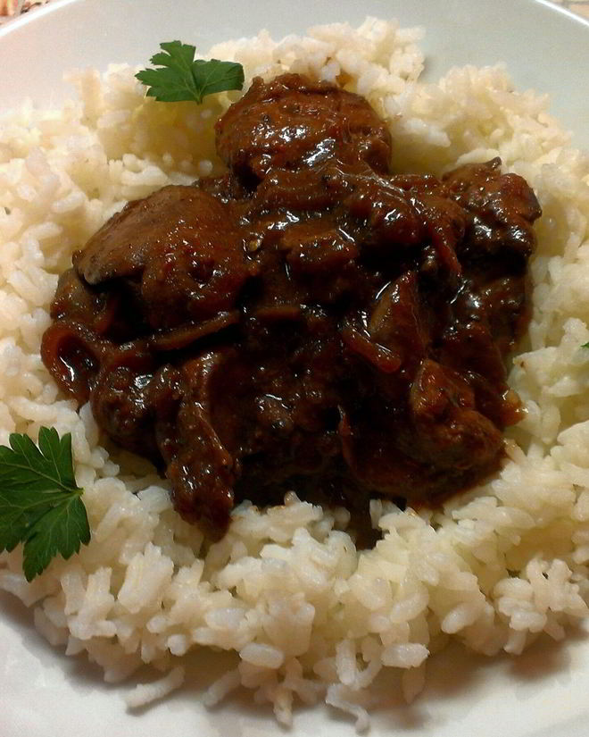 Рецепт куриной печени в красном вине