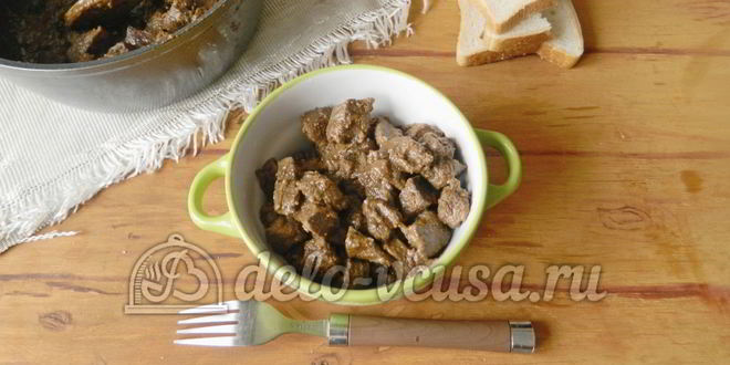 Рецепт печени свиной тушеной в сметане