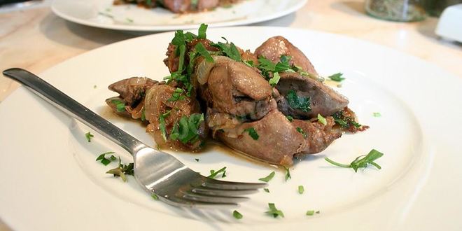 Рецепт утиной печени с луком