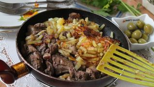 Рецепт Жареной картошки с печенью