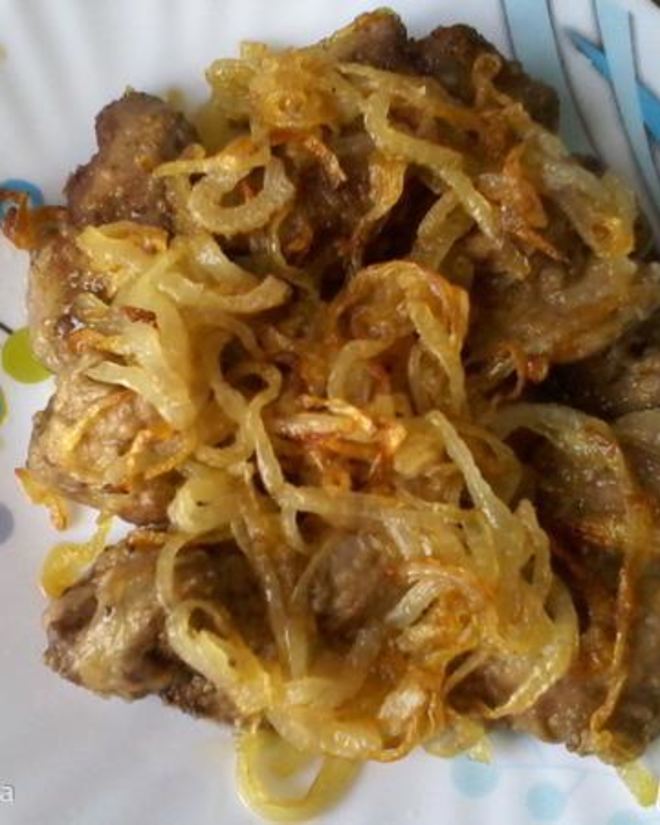 Рецепт жареной куриной печени с луком