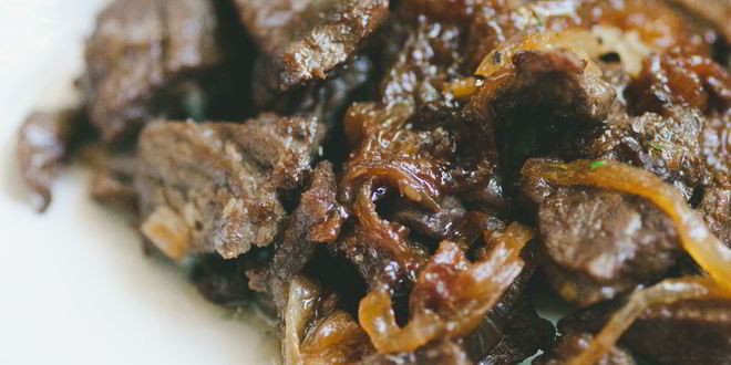 Рецепт жареной печени с луком