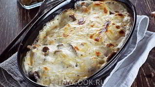 Рецепт Пельменей с опятами и сыром в духовке