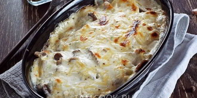 Рецепт пельменей с опятами и сыром в духовке