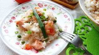 Рецепт Быстрого плова с рыбой и зеленым горошком