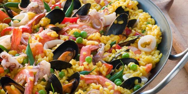 Рецепт Паэльи с морепродуктами и стручковой фасолью