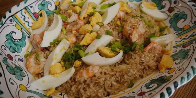 Рецепт плова из бурого риса с креветками