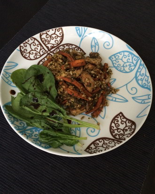 Рецепт плова из цельнозернового риса и шпината