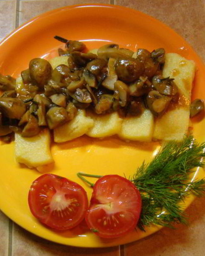 Рецепт грибного рагу с полентой