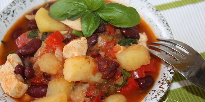 Рецепт мексиканского овощного рагу с куриным филе