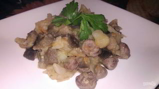 Рецепт Овощного рагу с куриными сердечками