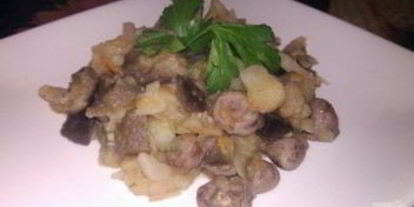 Шаг 9: овощного рагу с куриными сердечками