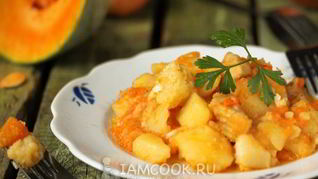 Рецепт Рагу с курицей, тыквой и цветной капустой в мультиварке