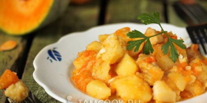 Рецепт Рагу с курицей, тыквой и цветной капустой в мультиварке