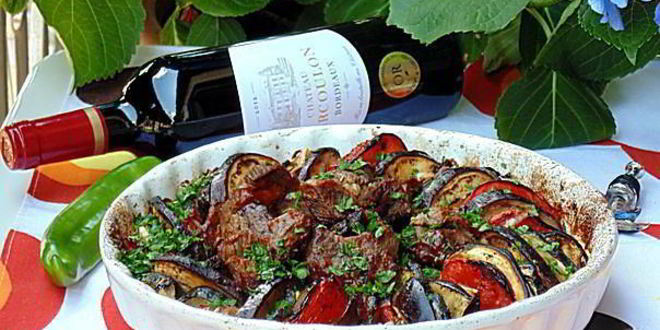 Рецепт Запеченных овощей Рататуй с острой телятиной