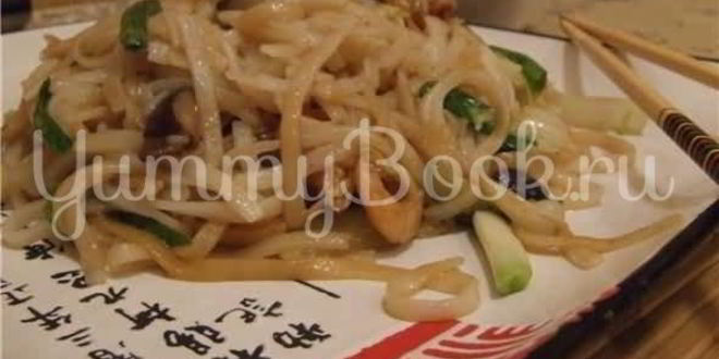 Рецепт Рисовой лапши с креветками, мидиями и овощами