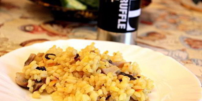 Рецепт ризотто с грибами, шафраном и трюфельным маслом