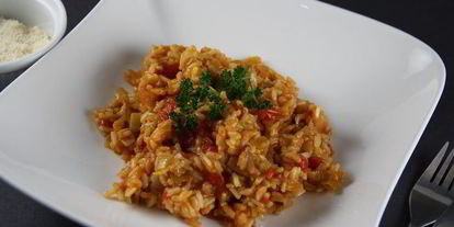 Шаг 6: ризотто с луком-пореем и помидорами