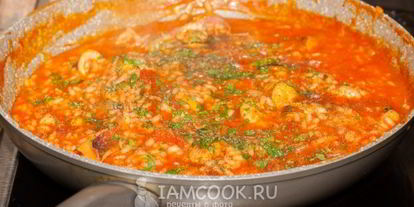 Шаг 10: ризотто с морепродуктами в томатном соусе