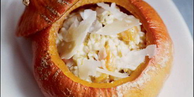 Рецепт Ризотто с печеной тыквой, каштанами и маскарпоне