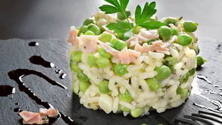 Рецепт Ризотто с зеленым горошком и ветчиной