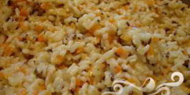 Рецепт сливочного ризотто с кубиками овощей и семенами льна