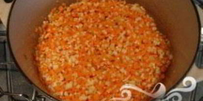 Шаг 1: сливочного ризотто с кубиками овощей и семенами льна