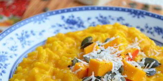 Рецепт тыквенного ризотто с козьим сыром