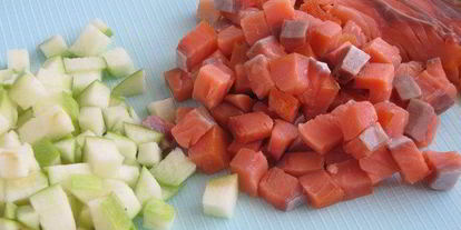 Шаг 2: яблочного ризотто с копченыма лососема