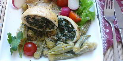 Шаг 8: фаршированного кальмара в сливочно-винном соусе