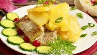 Рецепт Филе минтая с картошкой в духовке