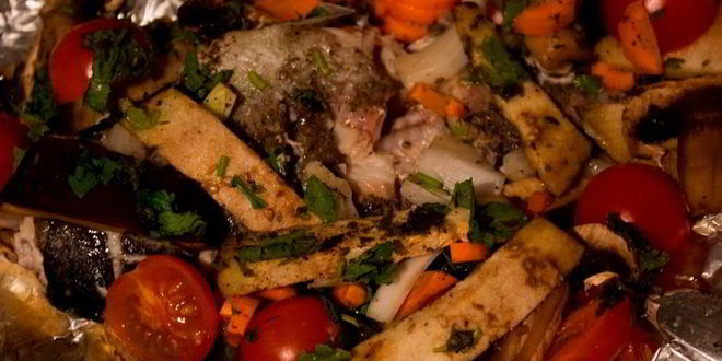 Рецепт Форели, запеченной с овощами