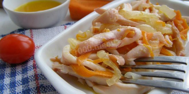 Рецепт кальмаров с морковью и луком
